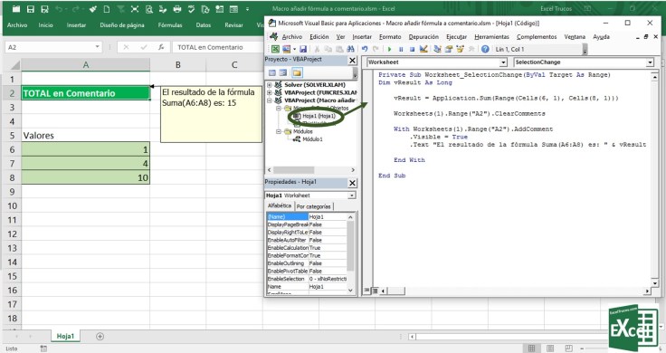 Formula en comentario ExcelTrucos
