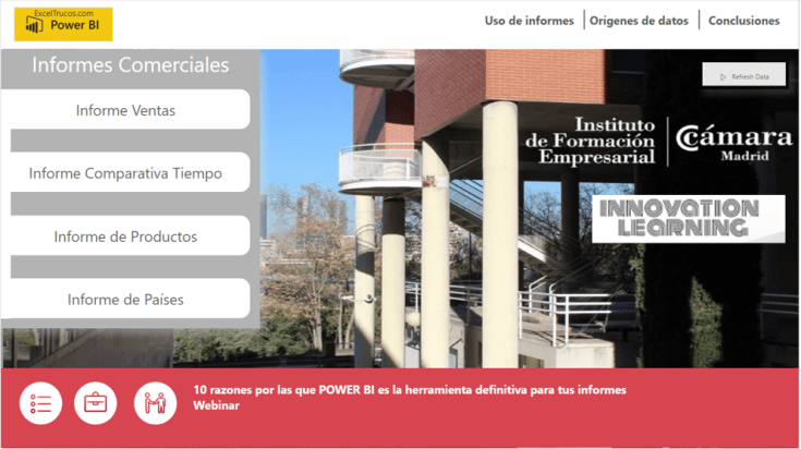 Informe Power BI con navegación WEB Exceltrucos.com